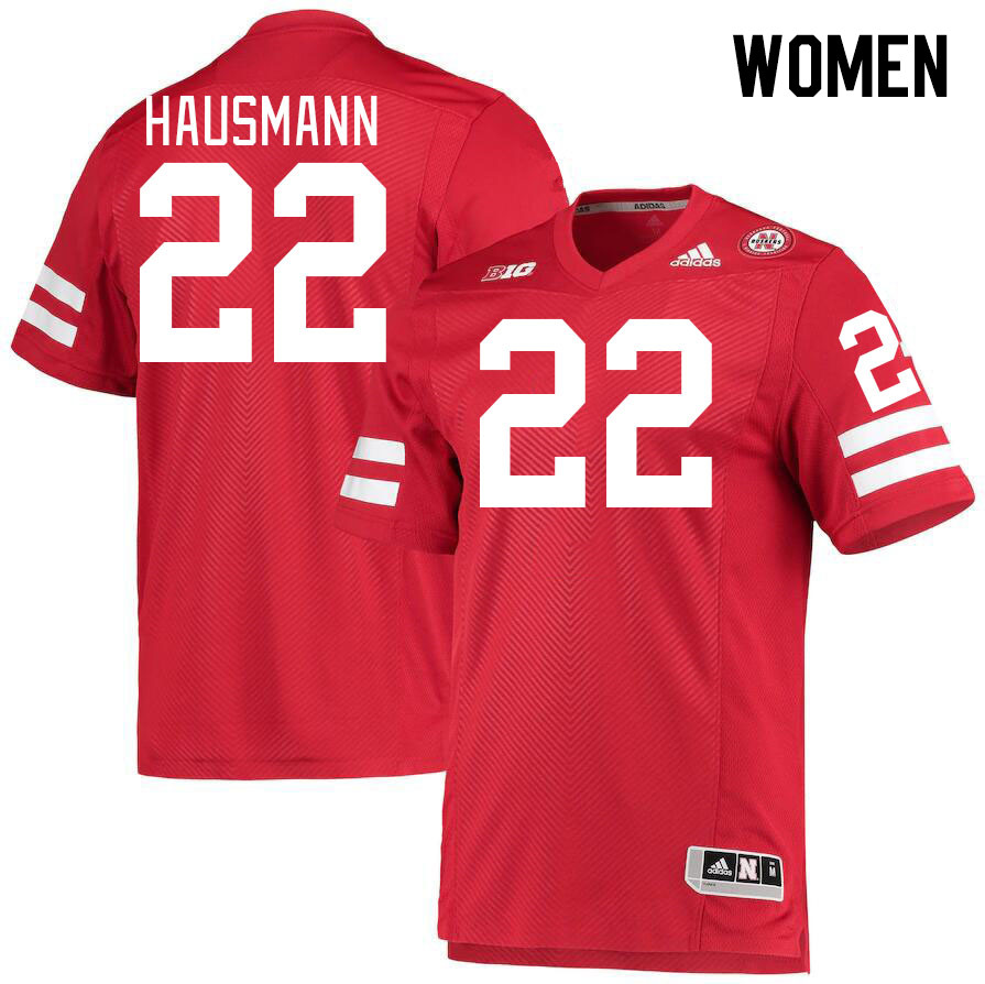 Women #22 Ashton Hausmann Nebraska Cornhuskers College Football Jerseys Stitched Sale-Red